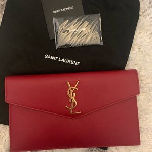 YSL Saint Laurent Red Envelope Clutch / Pouch NWT